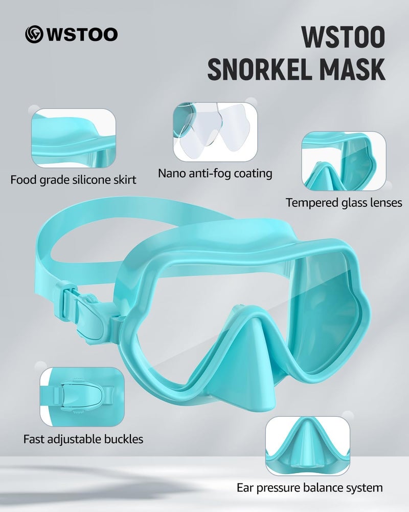 W WSTOO WSTOO Frameless Swim Goggles with Nose Cover for Adults, Panoramic Anti-Glare & Anti-Fog Tempered Glass Lenses, and Perfect Seal Food-Grade Silicone Skirt, Suitable for Snorkelling and Diving - Image 3